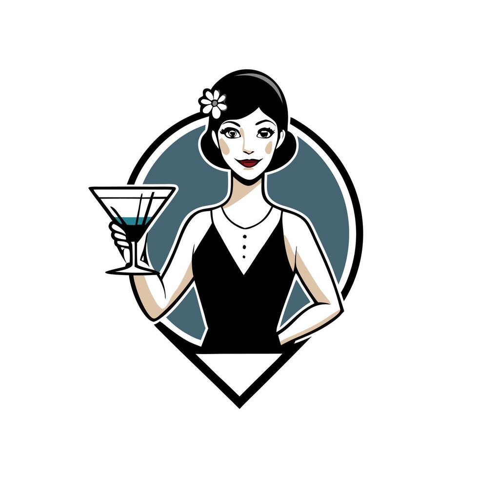 A woman holding a martini glass vector