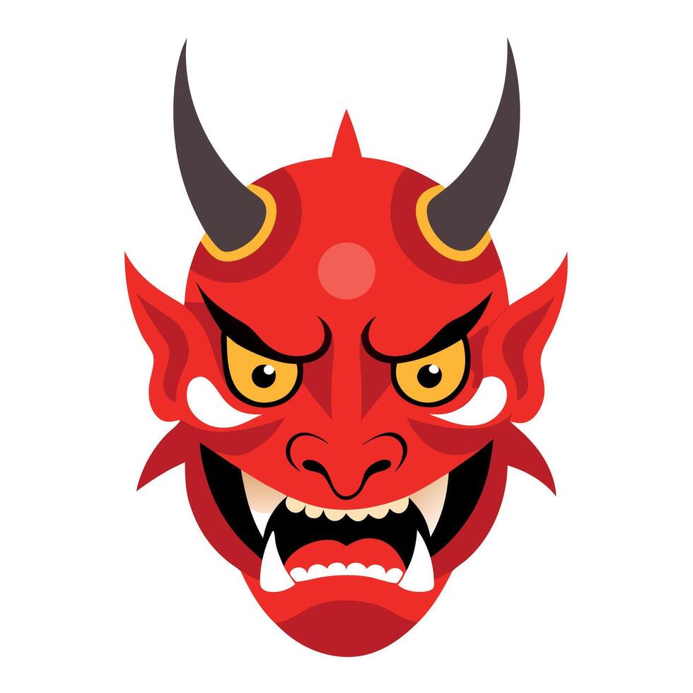 A red devil mask with horns on a white background vector