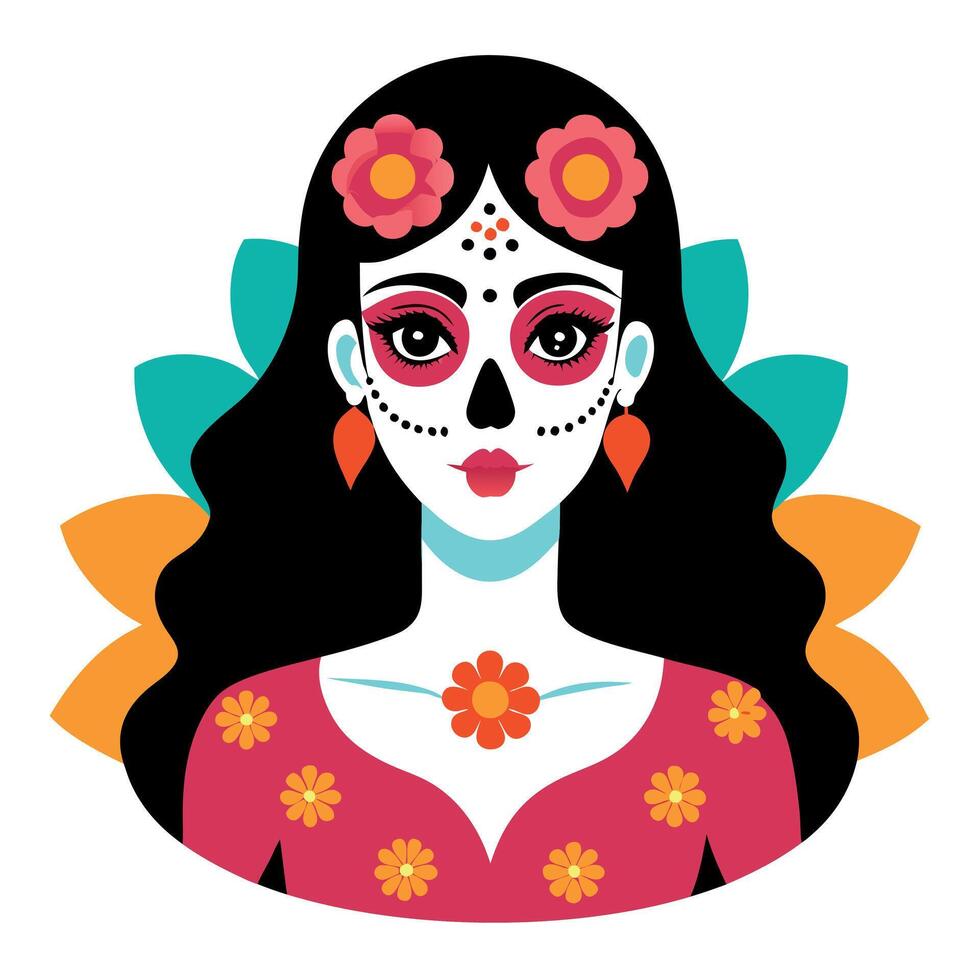 Day of the dead girl vector