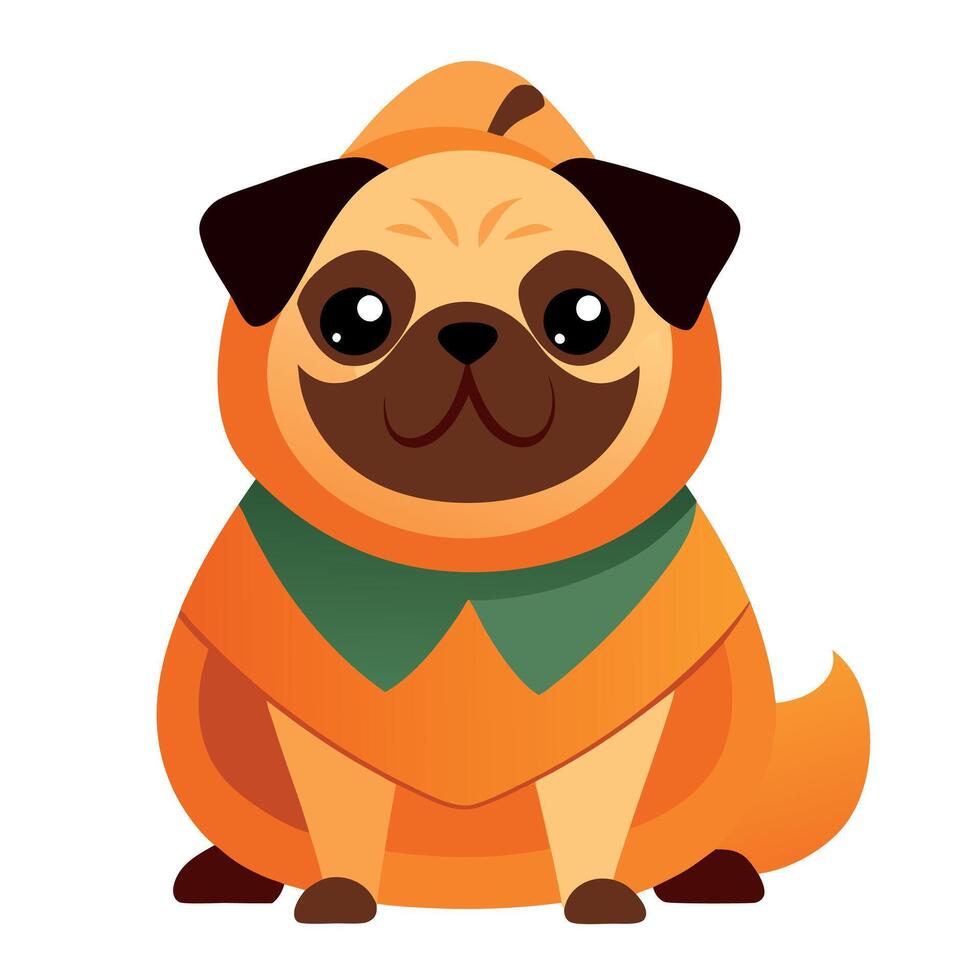 Pug dog in pumpkin costume vector