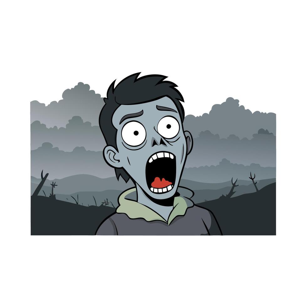 A cartoon zombie with open mouth and eyes vector
