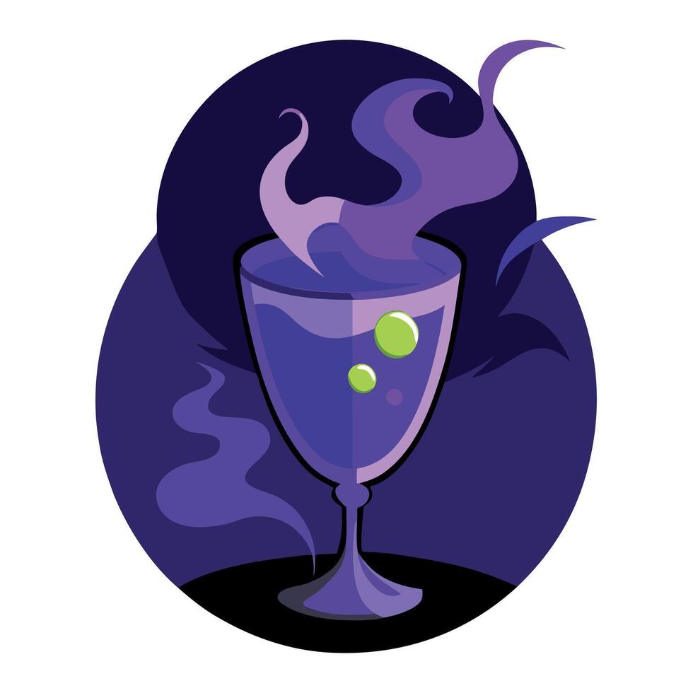 A purple drink with green bubbles in it vector