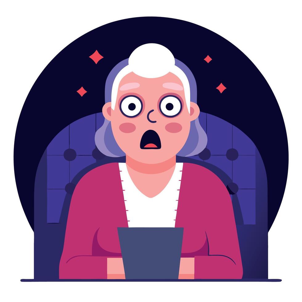 An old woman with a shocked expression on her face vector