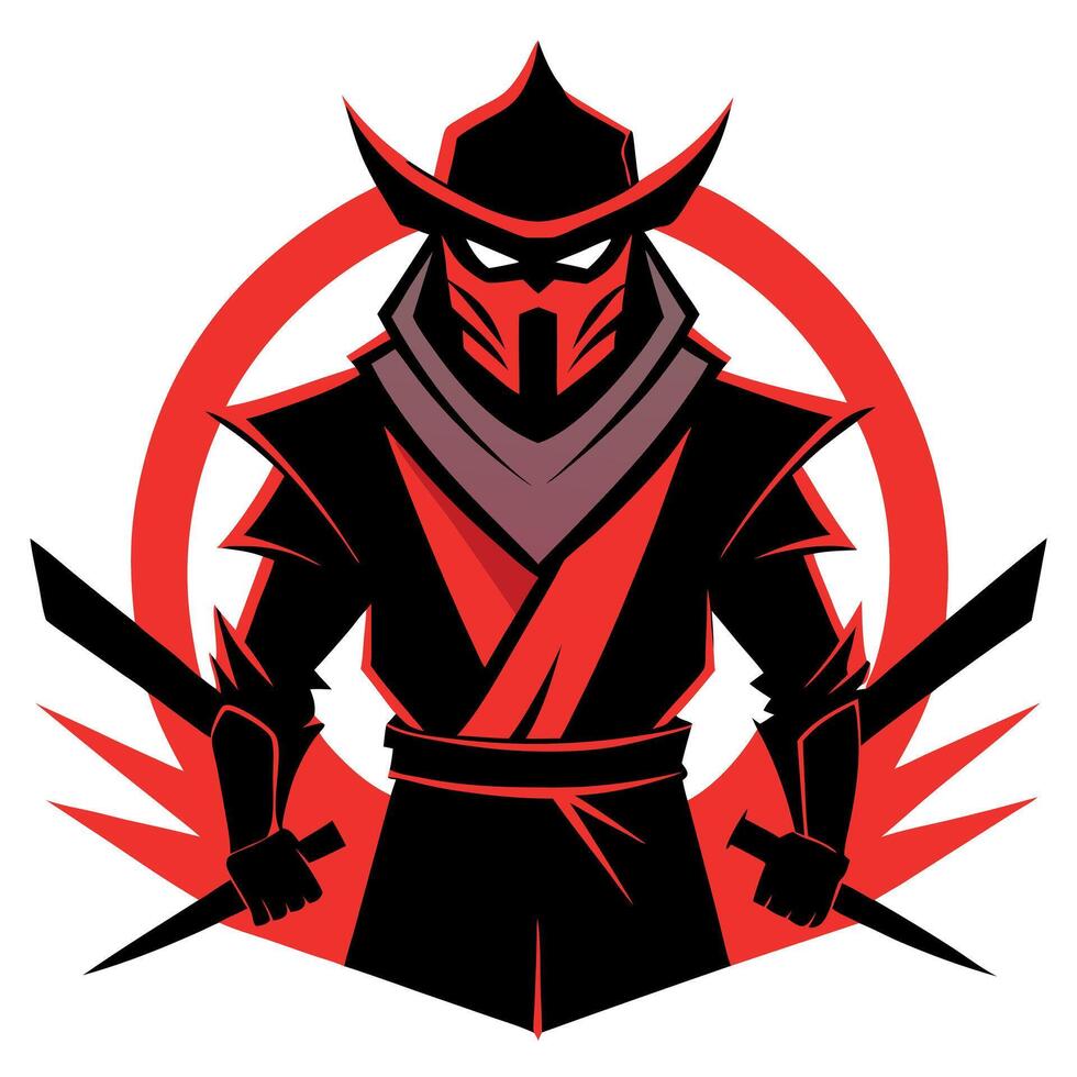 The ninja logo with two swords vector