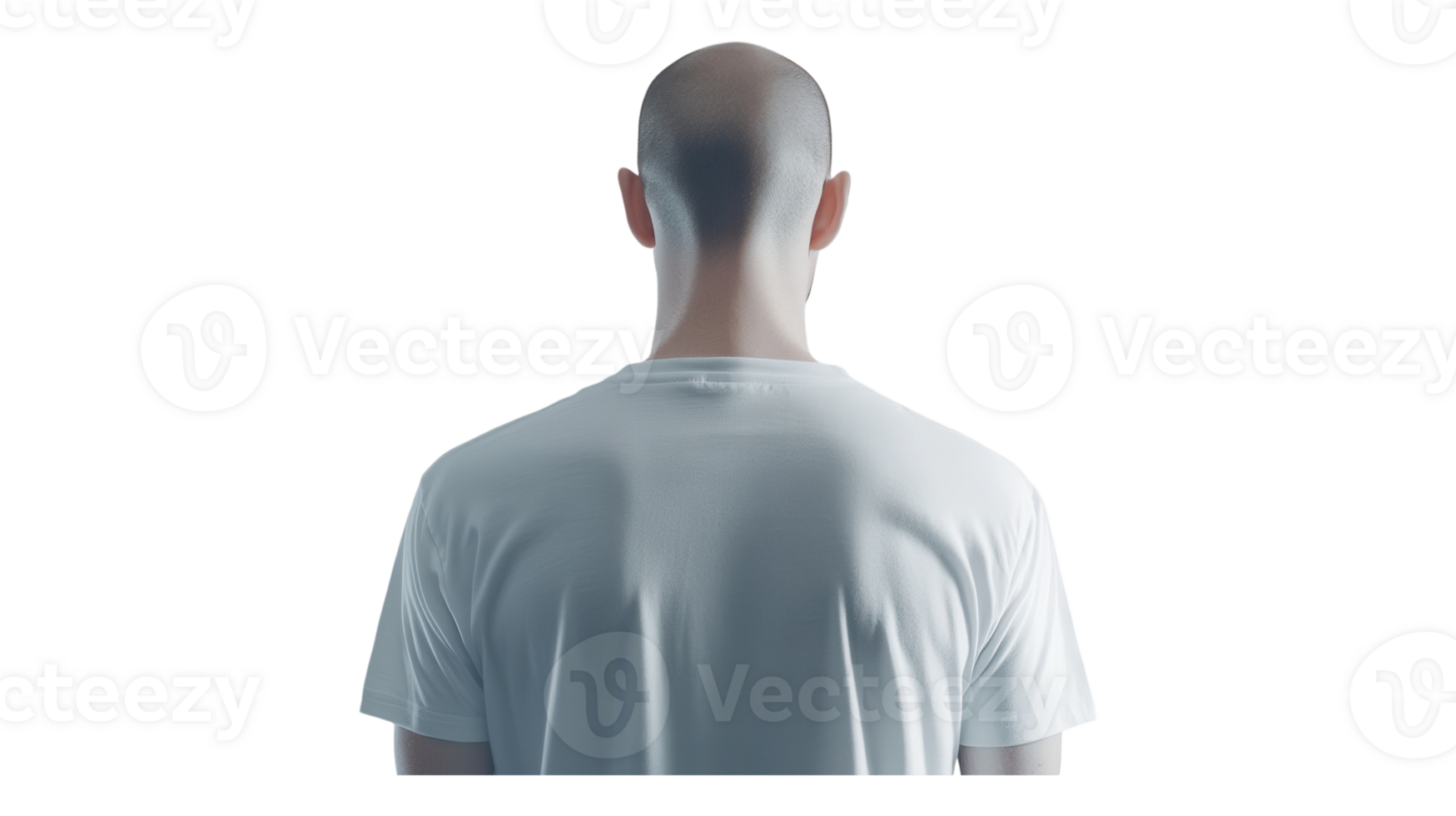 A bald man in a white t - shirt png