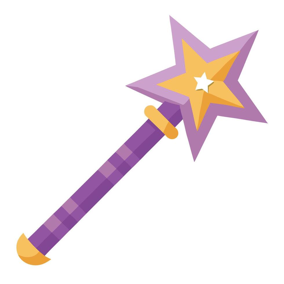 A purple and yellow magic wand with a star on it vector