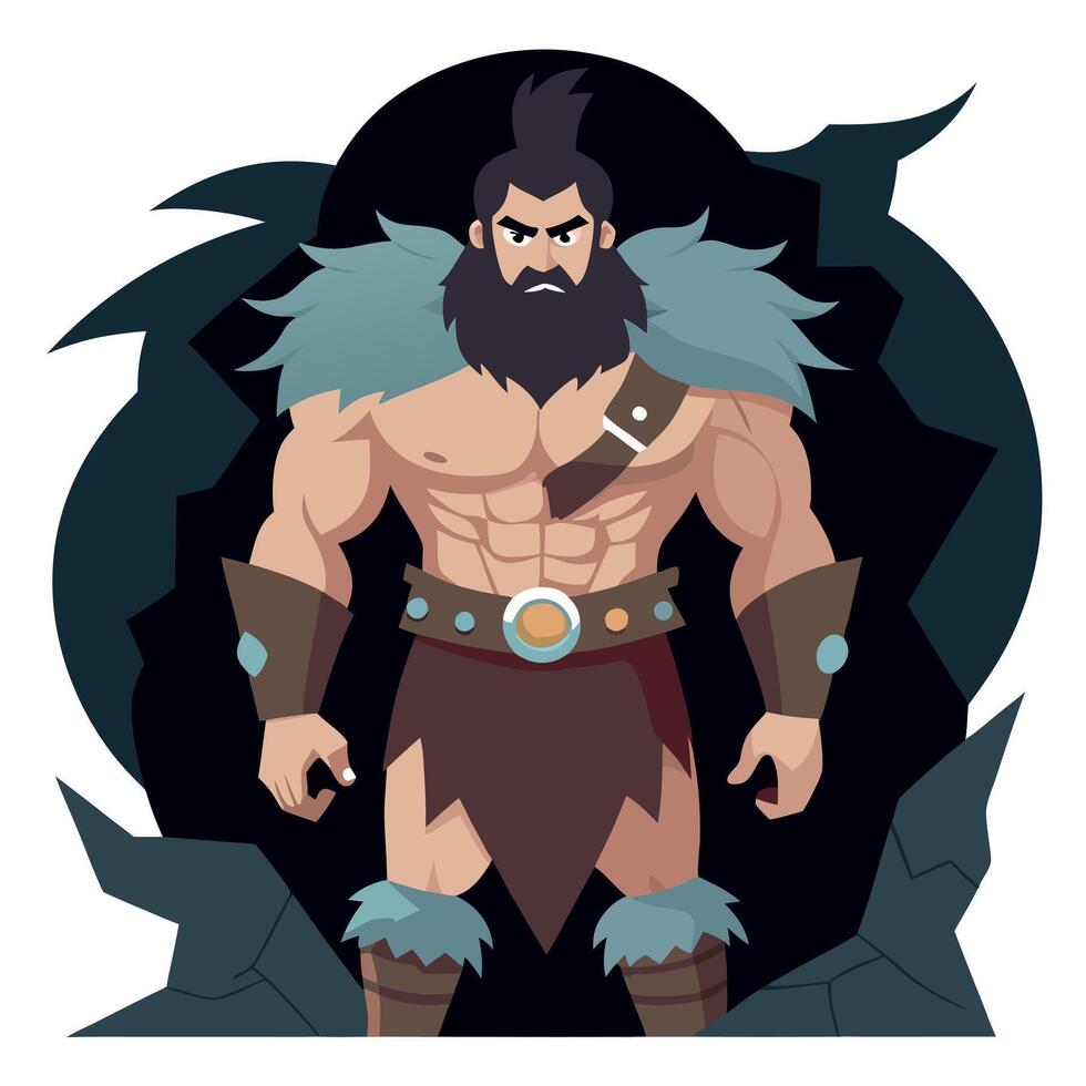 A cartoon character with a beard and a sword vector