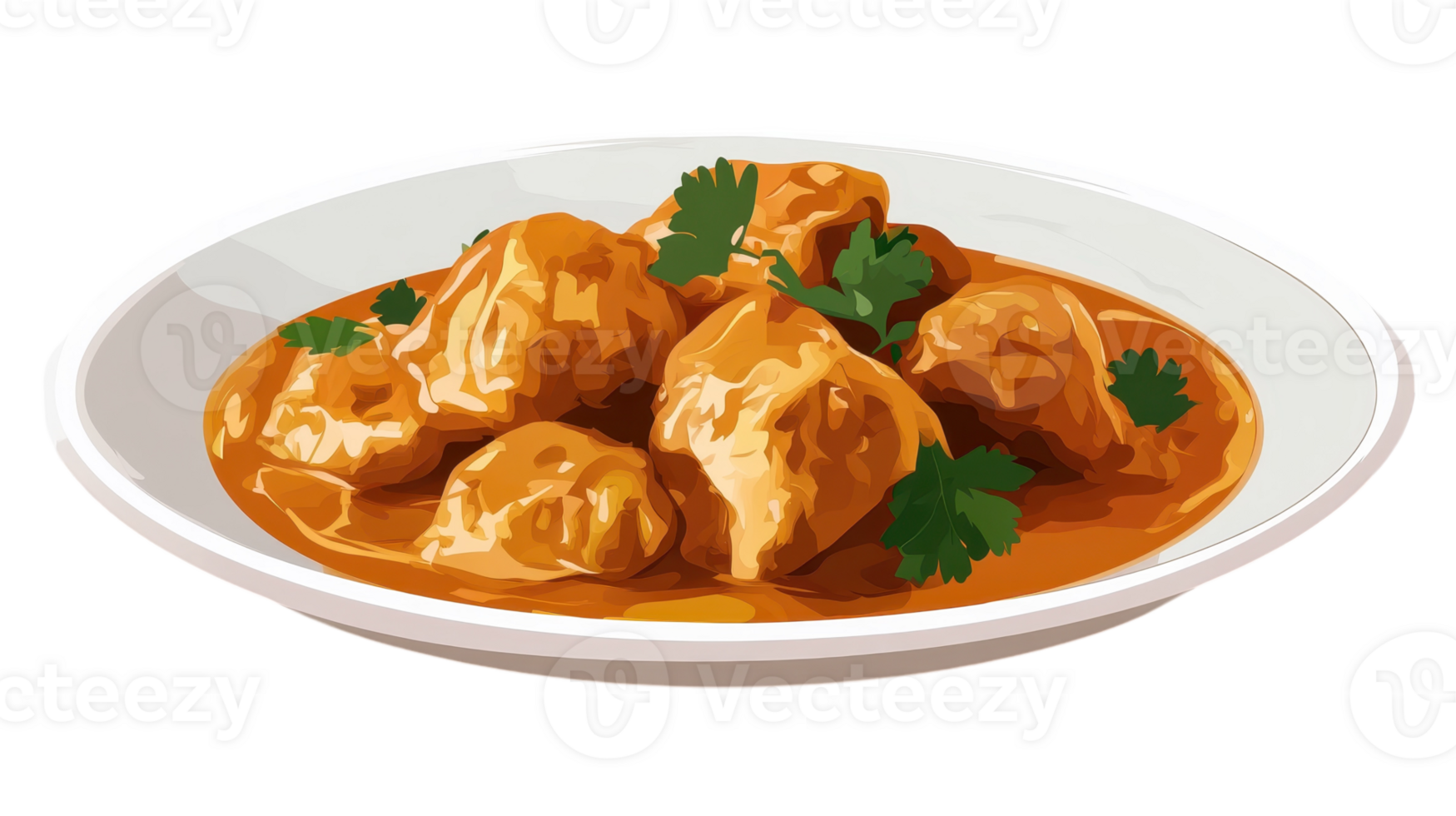 Chicken curry in a bowl with parsley png