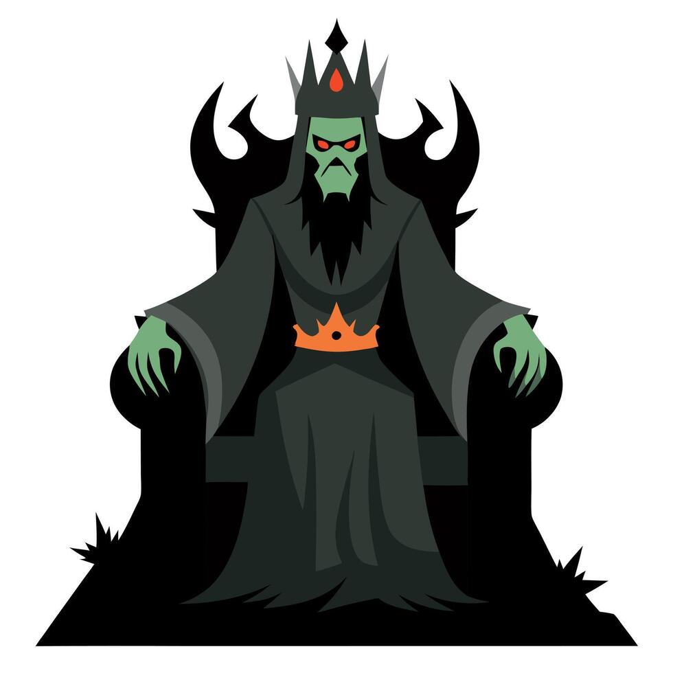 A cartoon evil king sitting on a throne vector