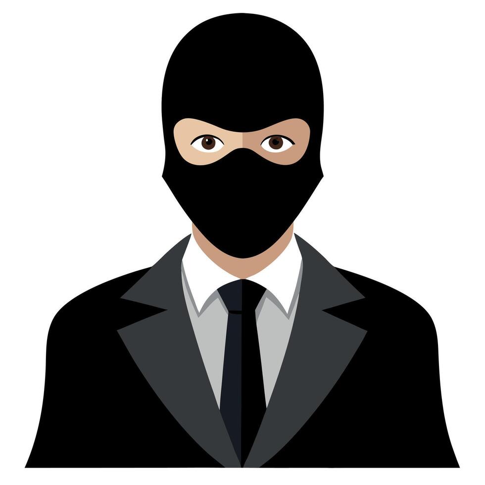 A man in a black mask and suit with a tie vector