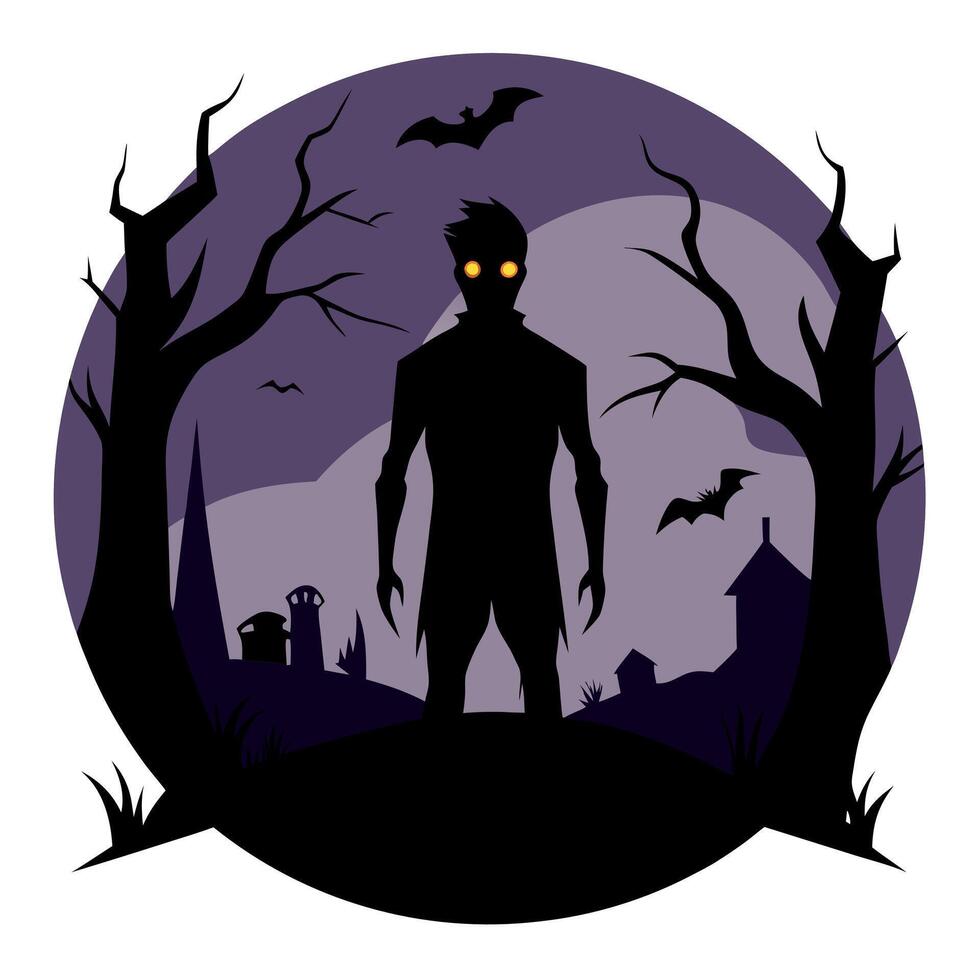 Halloween background with a scary man in the dark vector