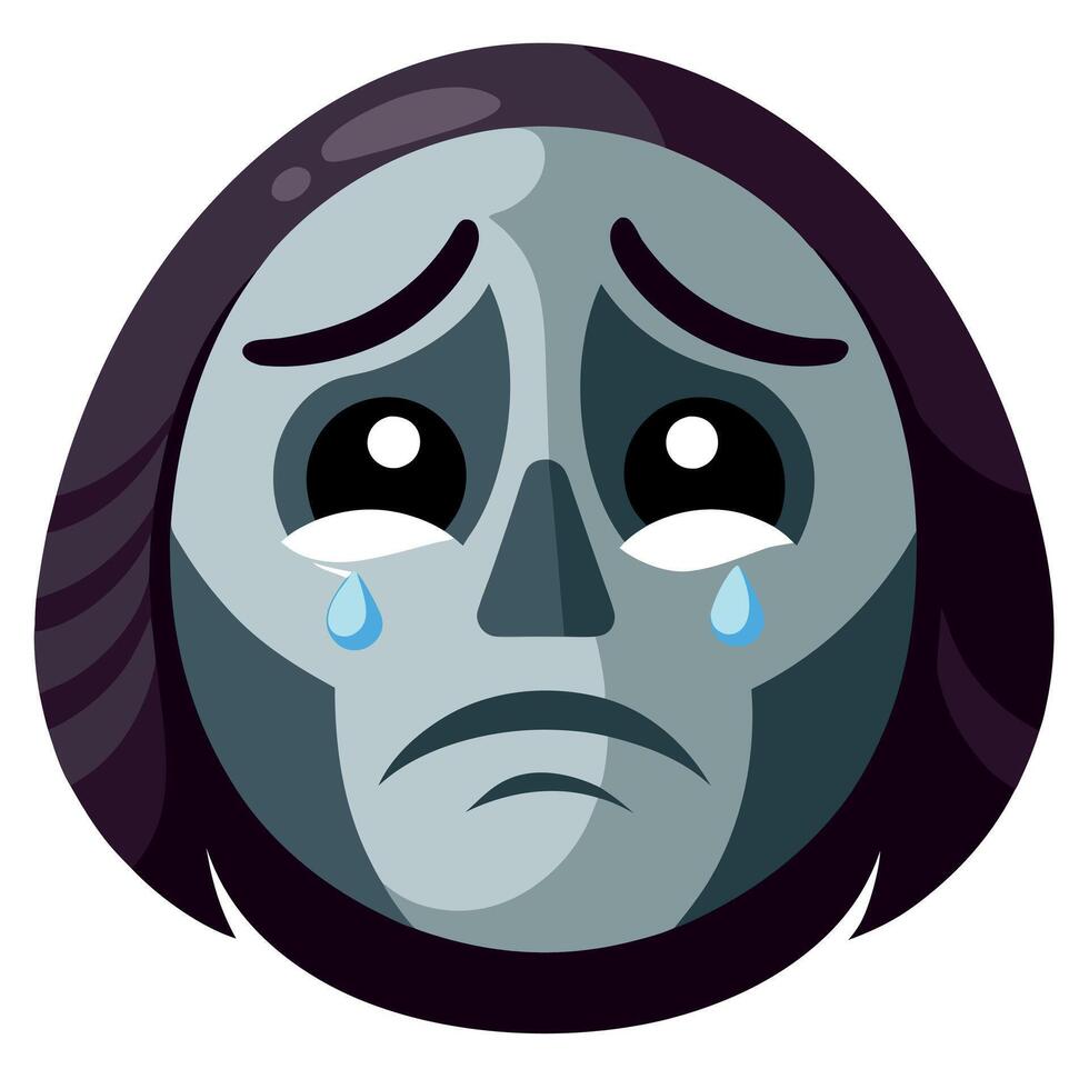 A cartoon character with a sad face vector