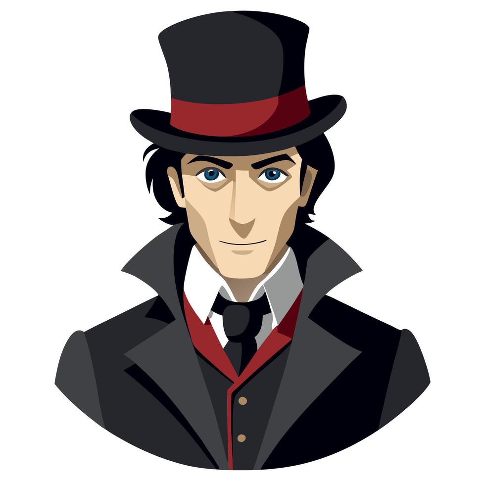 A man in a top hat and top hat vector