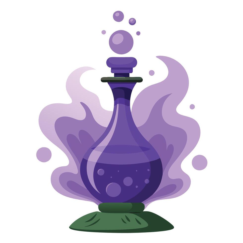A purple potion bottle with a bubble coming out of it vector