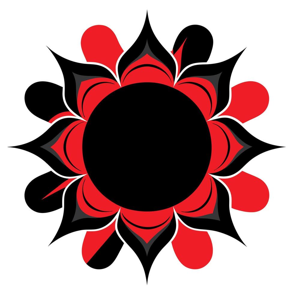 A red and black flower with a black center vector