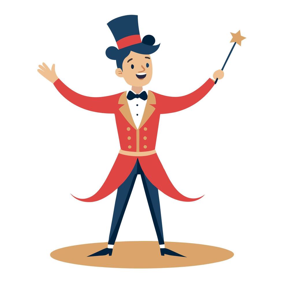A cartoon magician with a wand vector