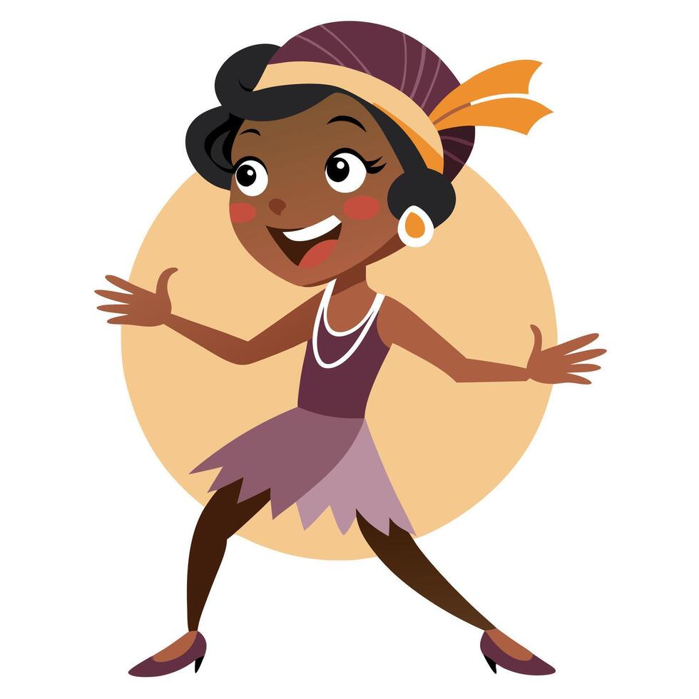 Cartoon african american woman dancing in the 1920s vector