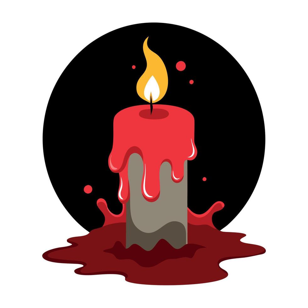 A burning candle with blood on it vector