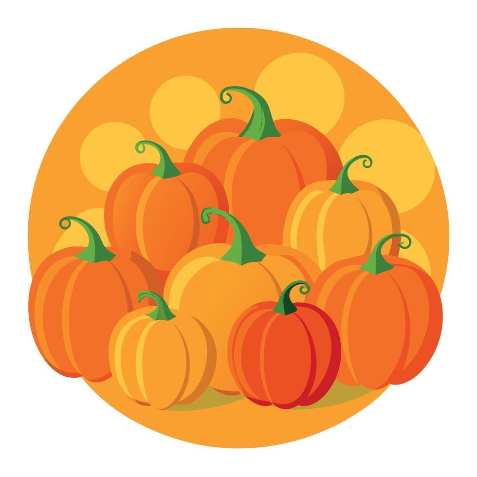 Pumpkins in a circle with a circle background vector