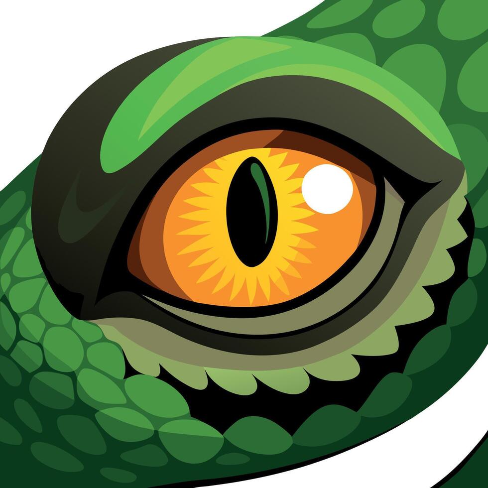 A cartoon green lizard with yellow eyes vector