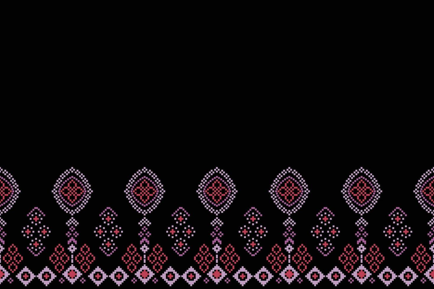 Fabric pattern with black color motif black background wallpaper pixel design motif. vector