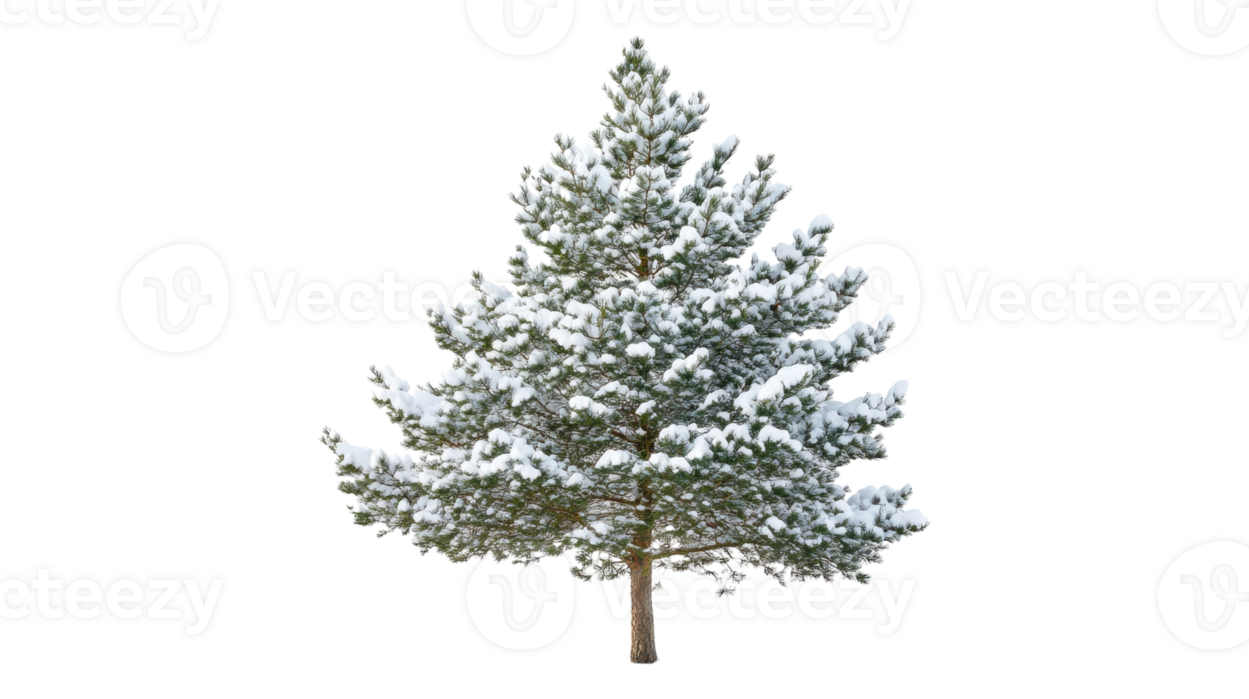 A pine tree is covered in snow png