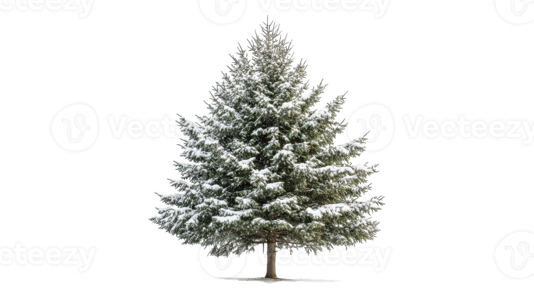 A large evergreen tree is covered in snow png