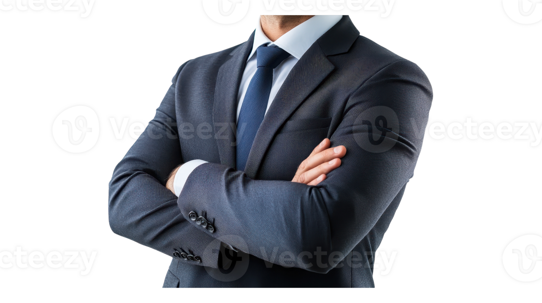 un hombre en un traje y Corbata en pie con su brazos cruzado png