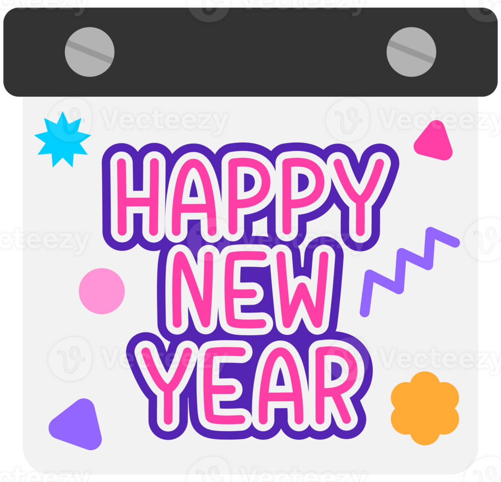 Hand drawn Cute calendar Happy new year day png