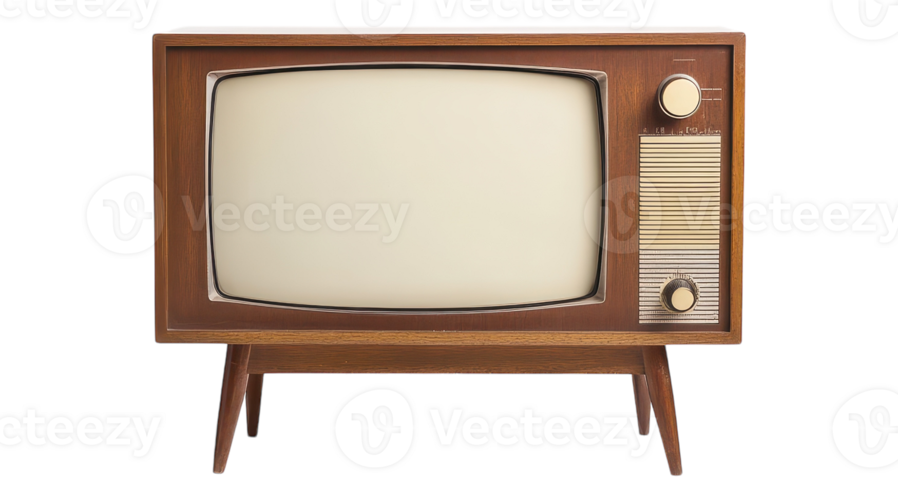 An old fashioned television with a white screen png