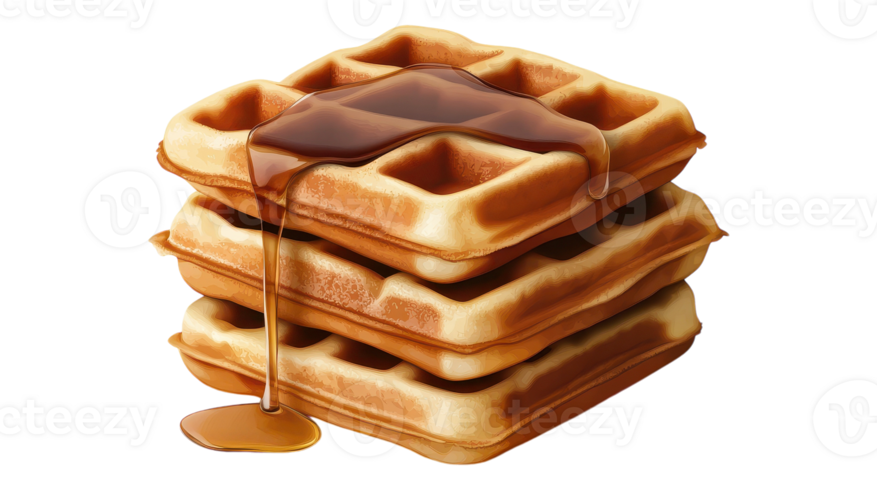 A stack of waffles with syrup on top png