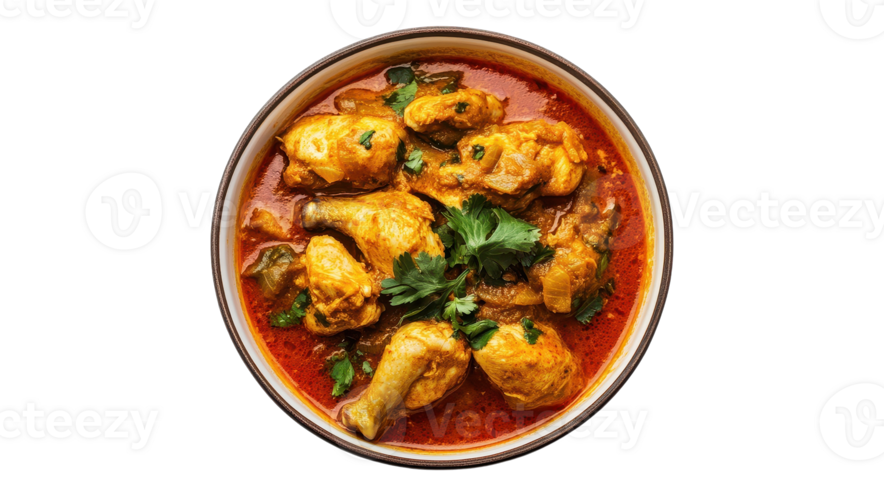 A bowl of chicken curry with parsley png