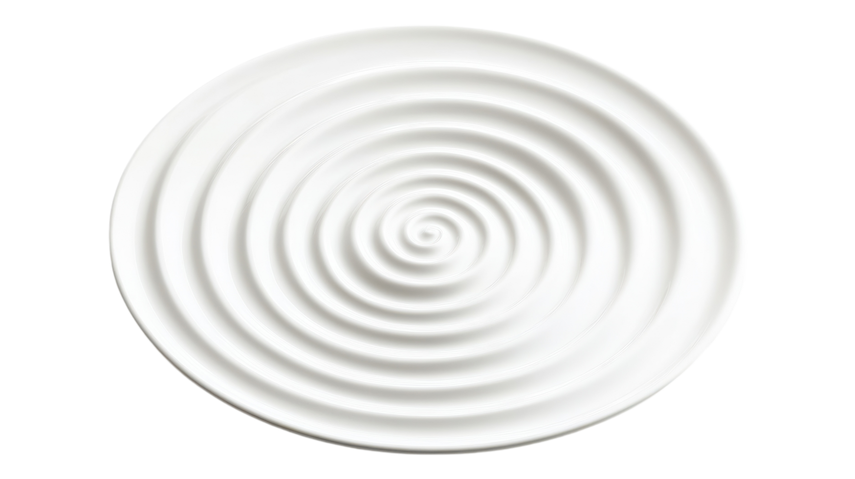 Clean white circular surface with smooth, concentric ripples creating a calming effect in a minimalist design. png