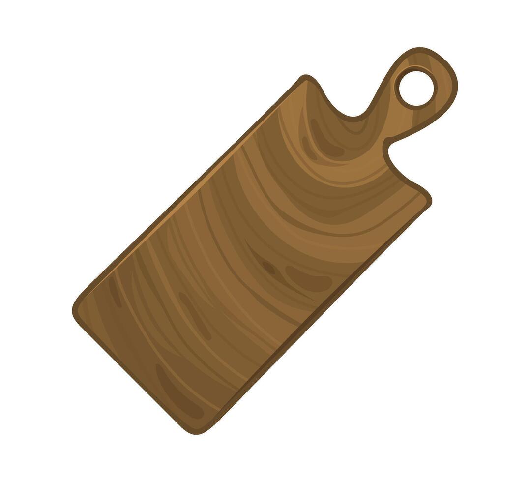 Rectangular wooden cutting board with handle vector