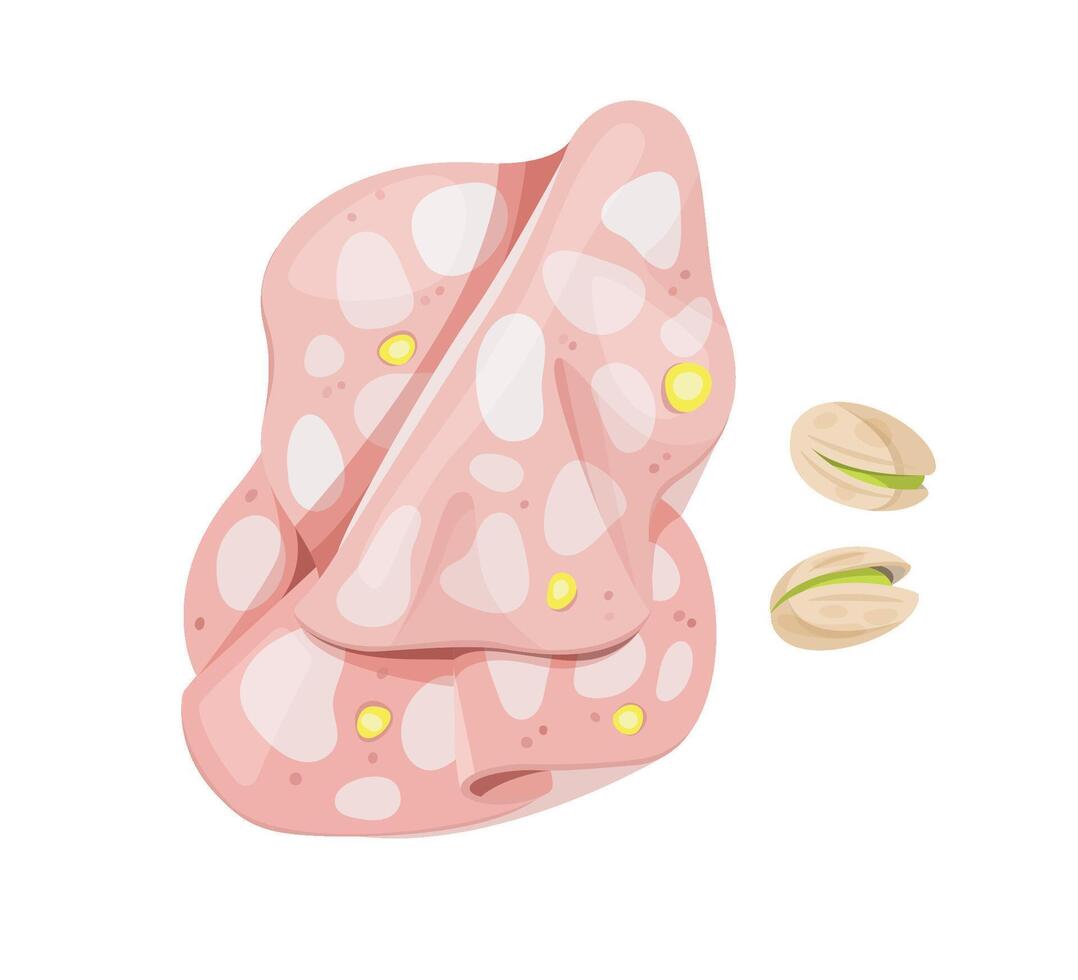 Mortadella Slices with Pistachios Illustration vector