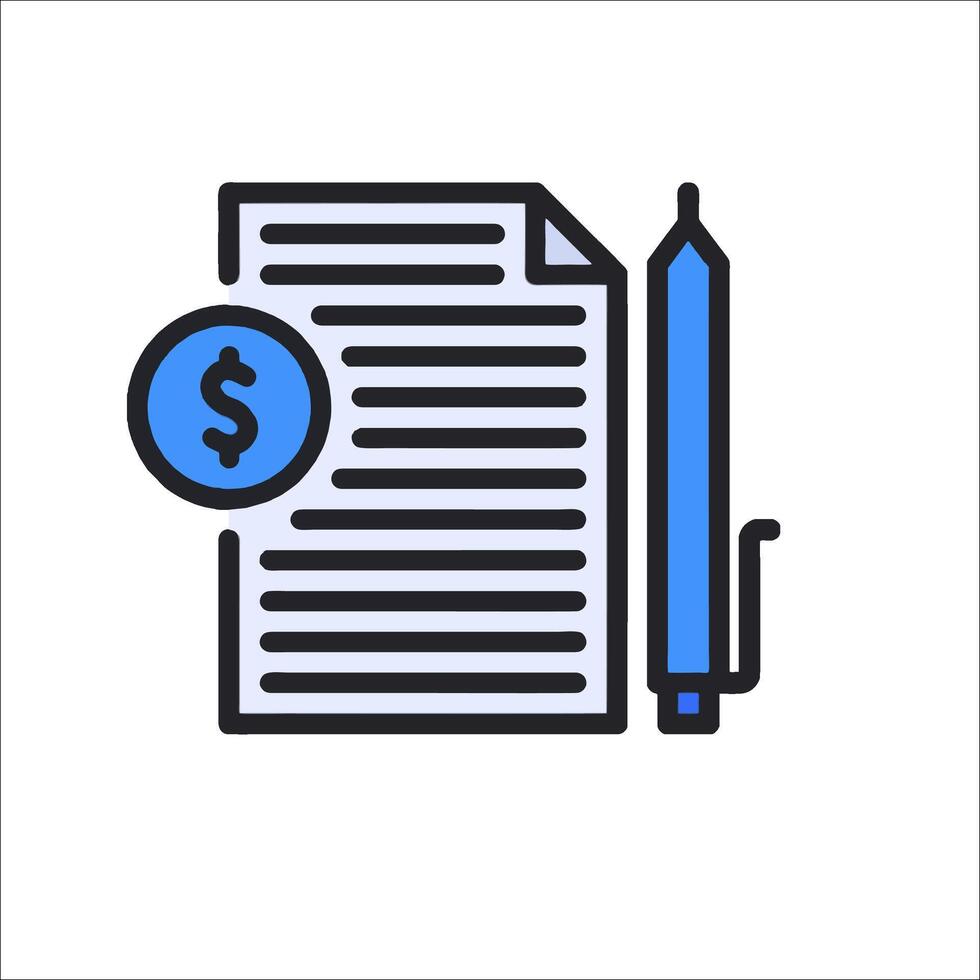 A pen and paper with a dollar sign on it vector