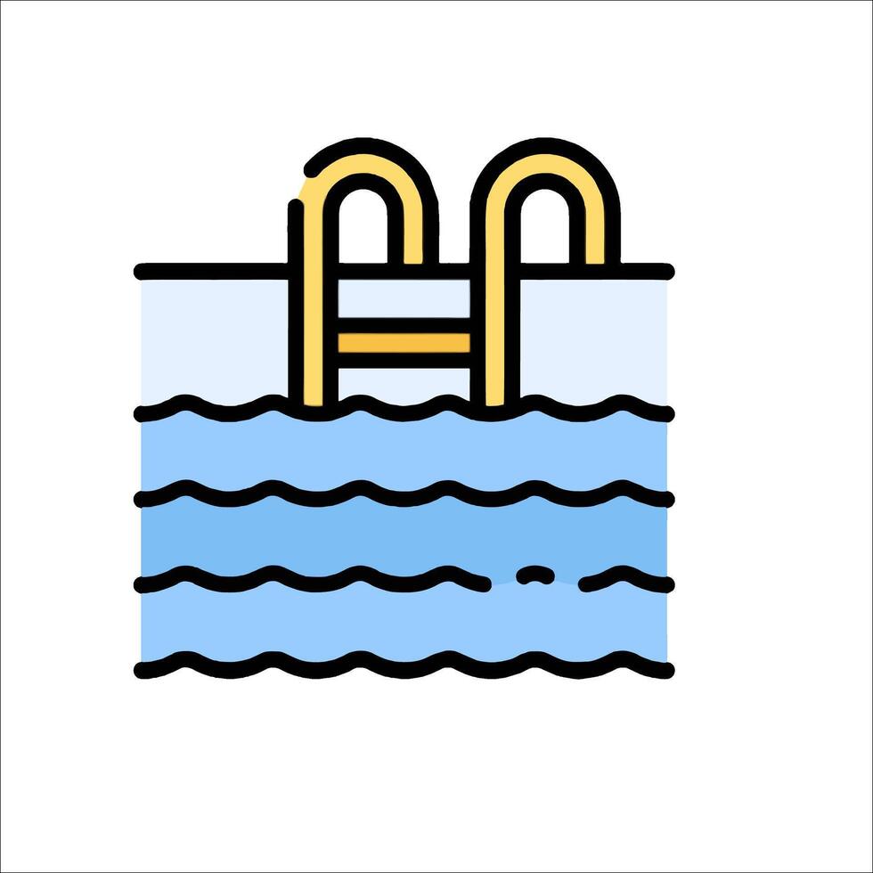 A swimming pool with two bars and a ladder vector