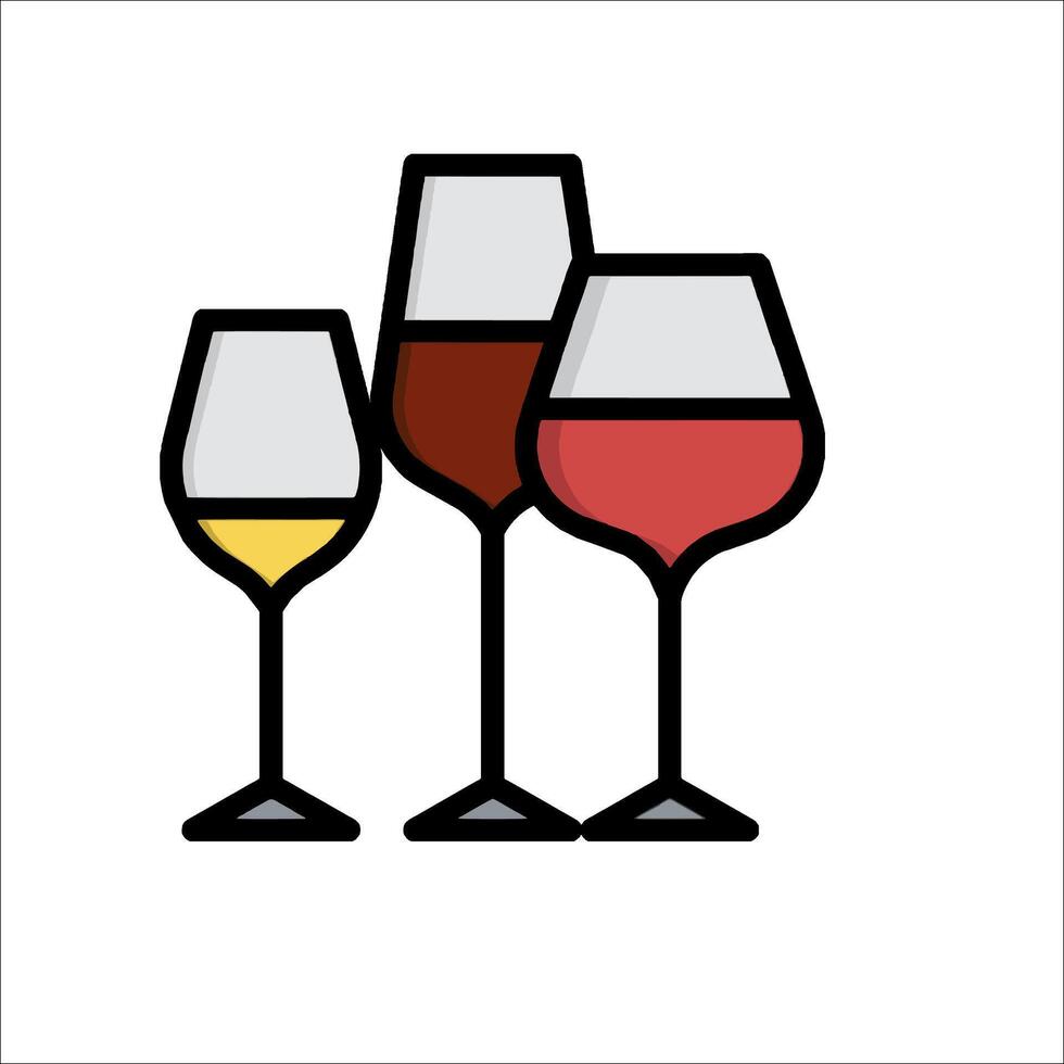 Wine glasses icon vector