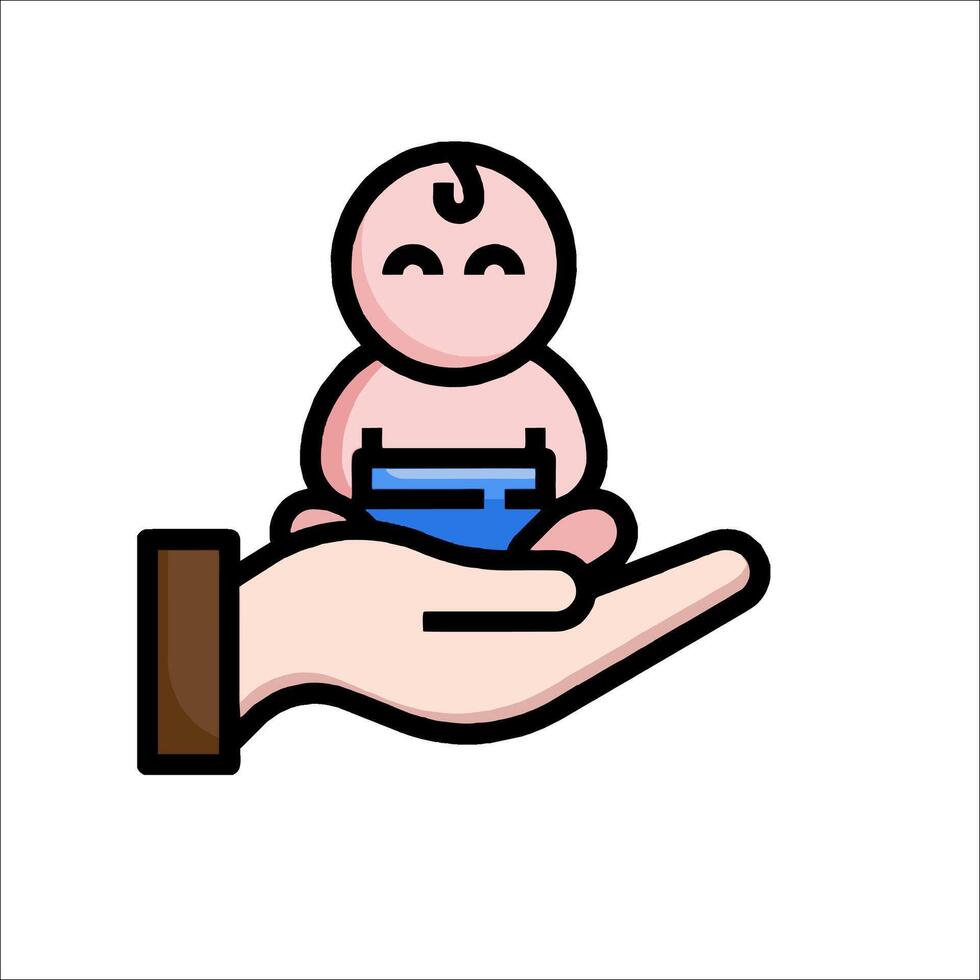 A hand holding a baby in its hand vector