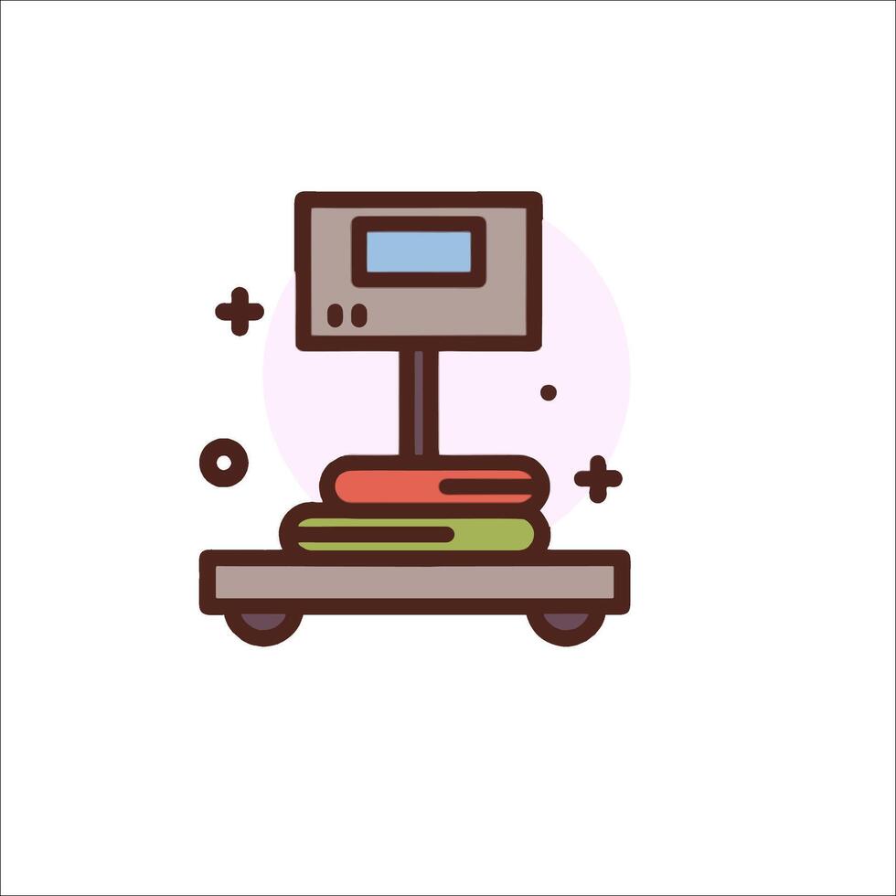 A scale with a computer on top of it vector
