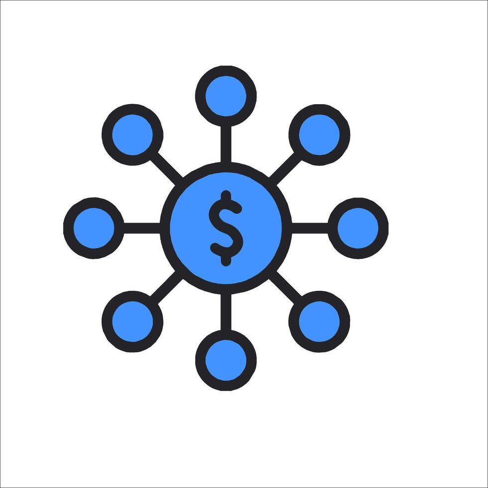 A dollar sign surrounded by circles vector
