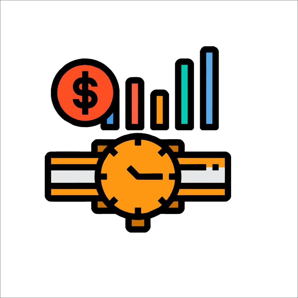 An icon of a watch and a dollar sign vector