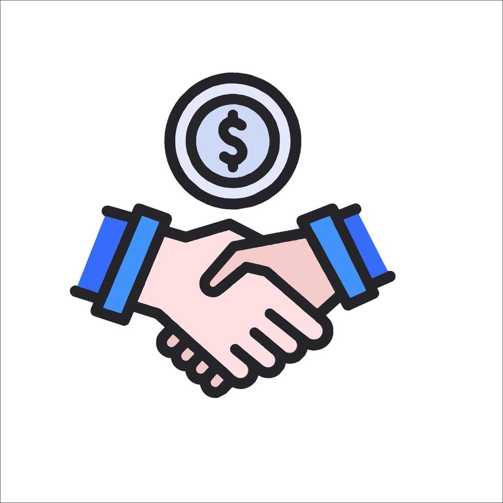 Handshake icon with dollar sign vector