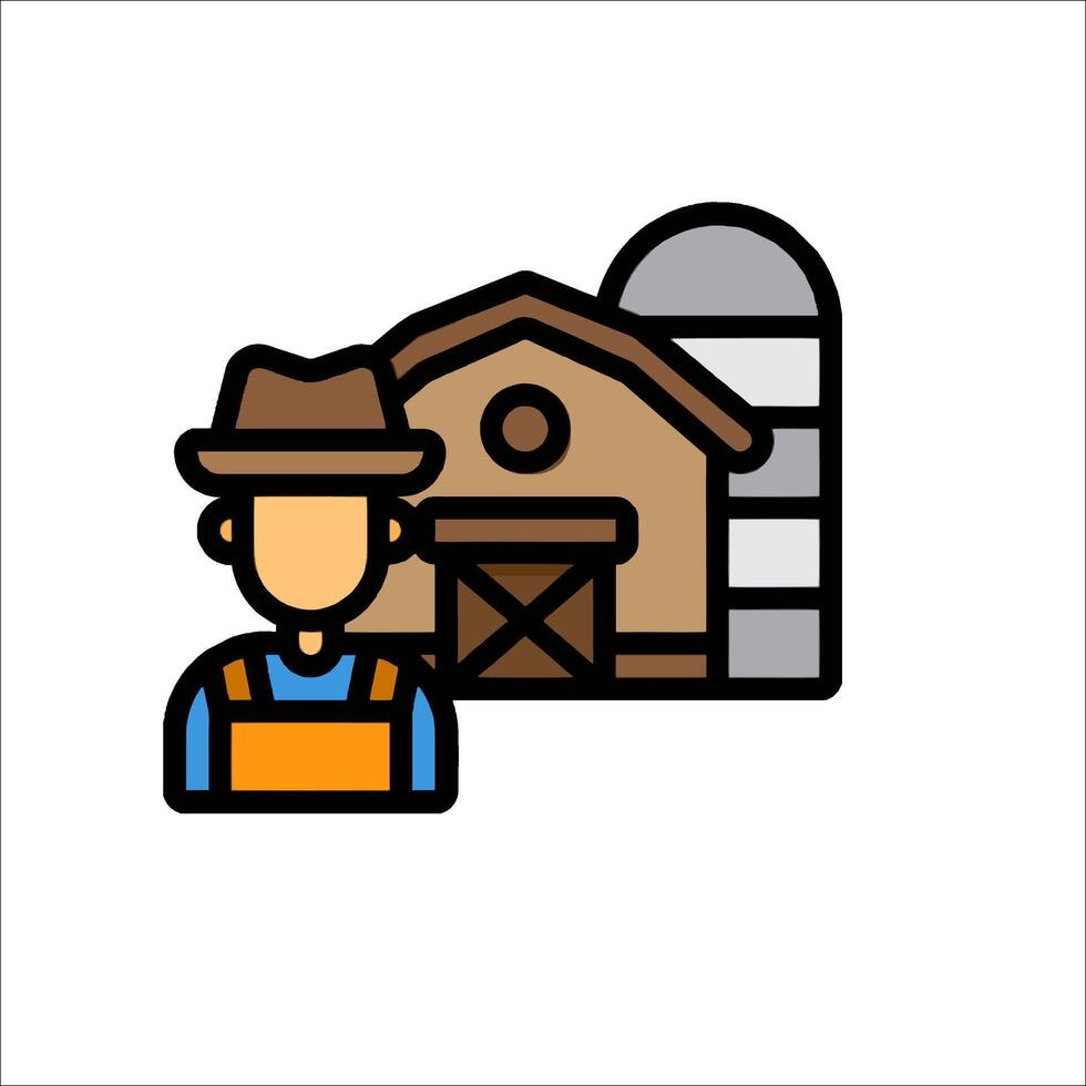Farmer with hat and barn icon vector