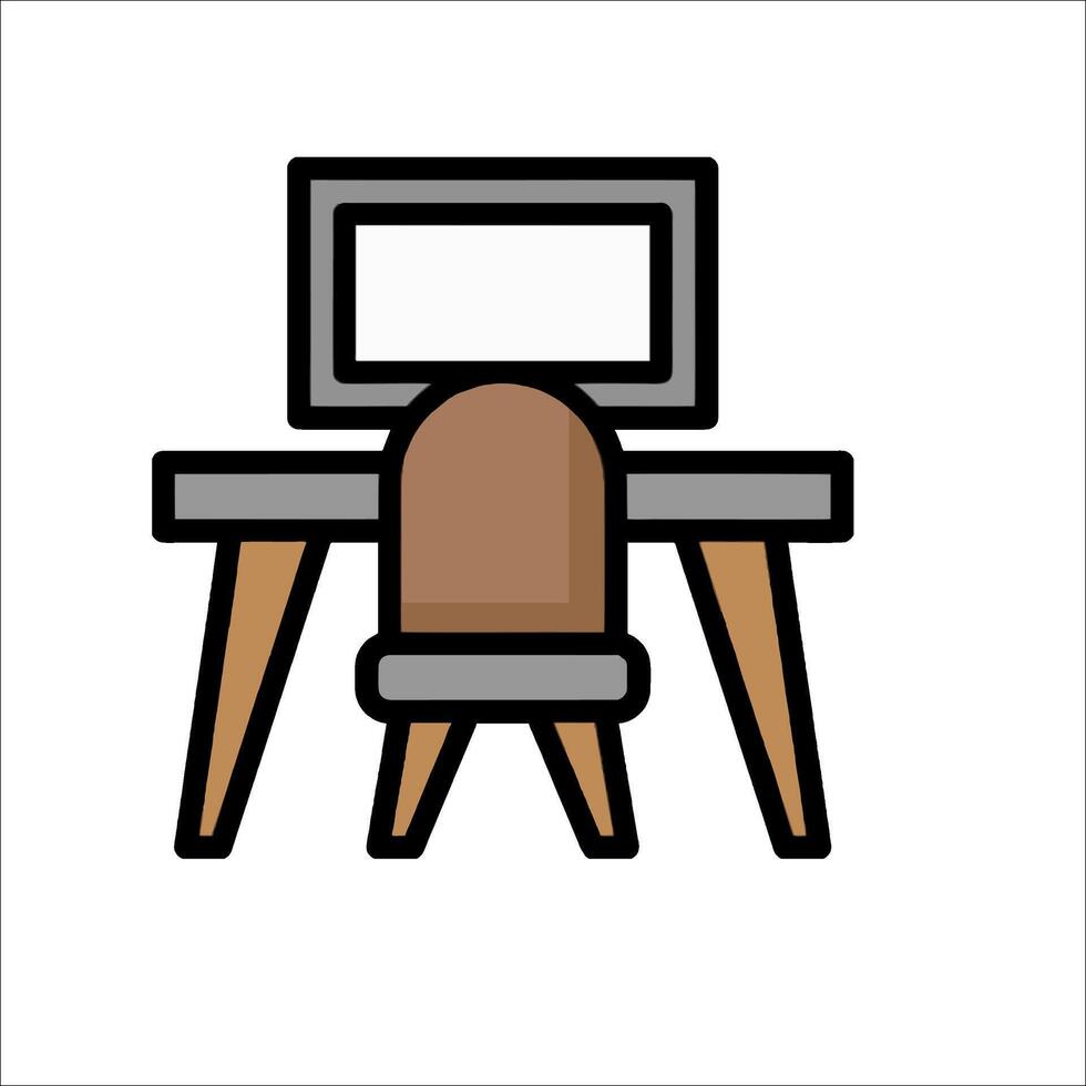 Computer desk icon illustration vector