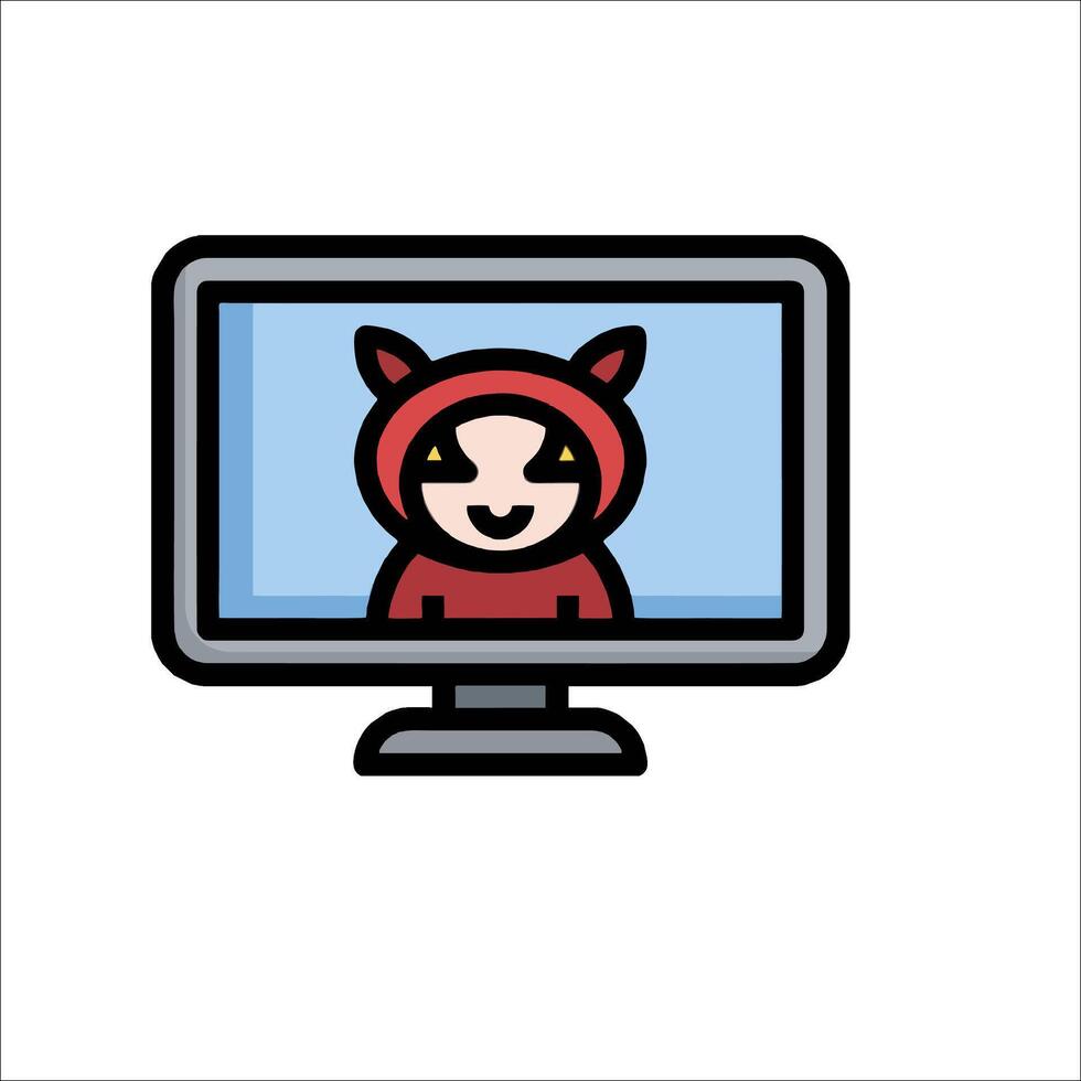 A cartoon character on a computer monitor vector