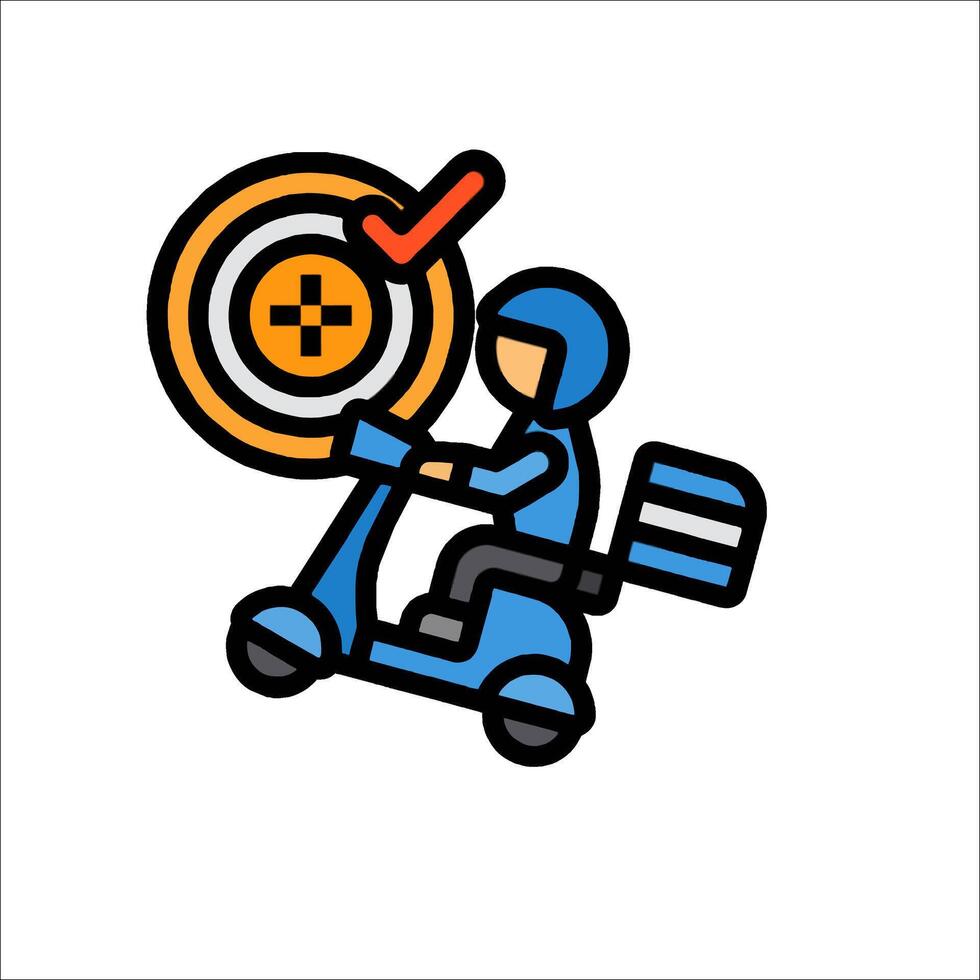 A man on a scooter with a target on it vector