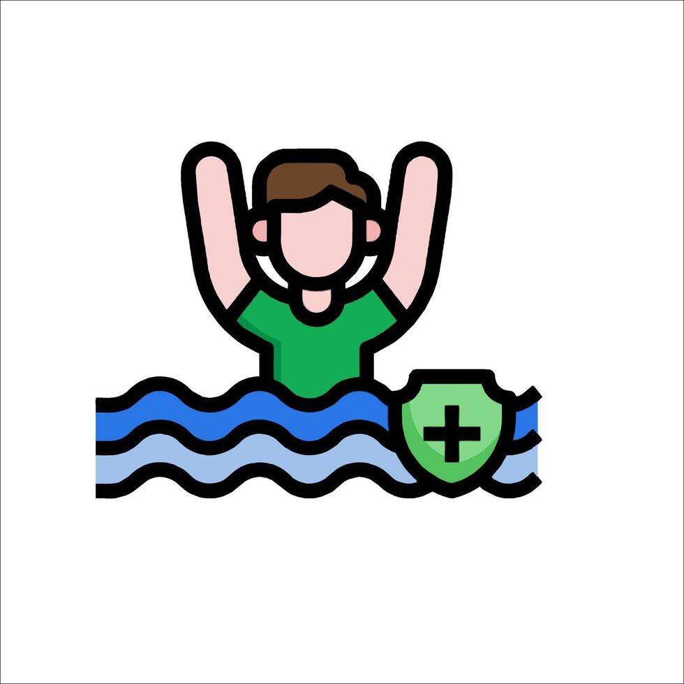 A man in the water with his arms up vector