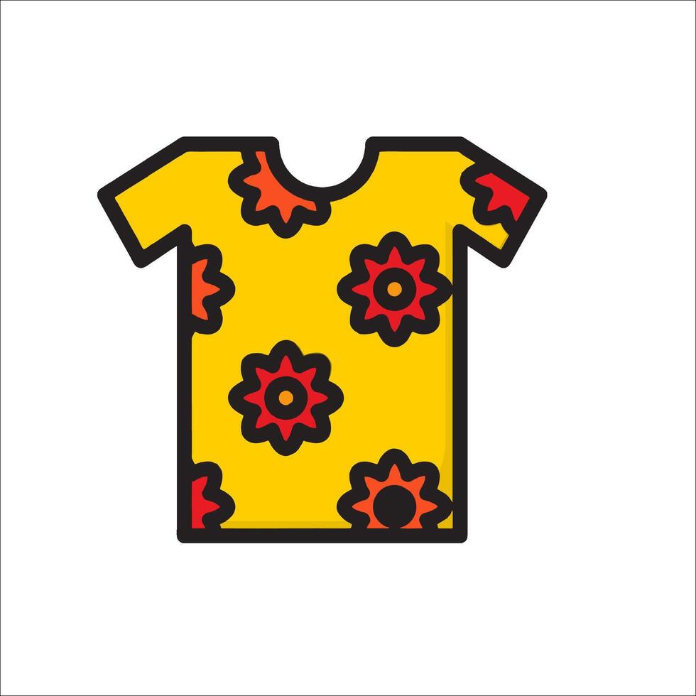 A yellow t - shirt with red and black flowers vector