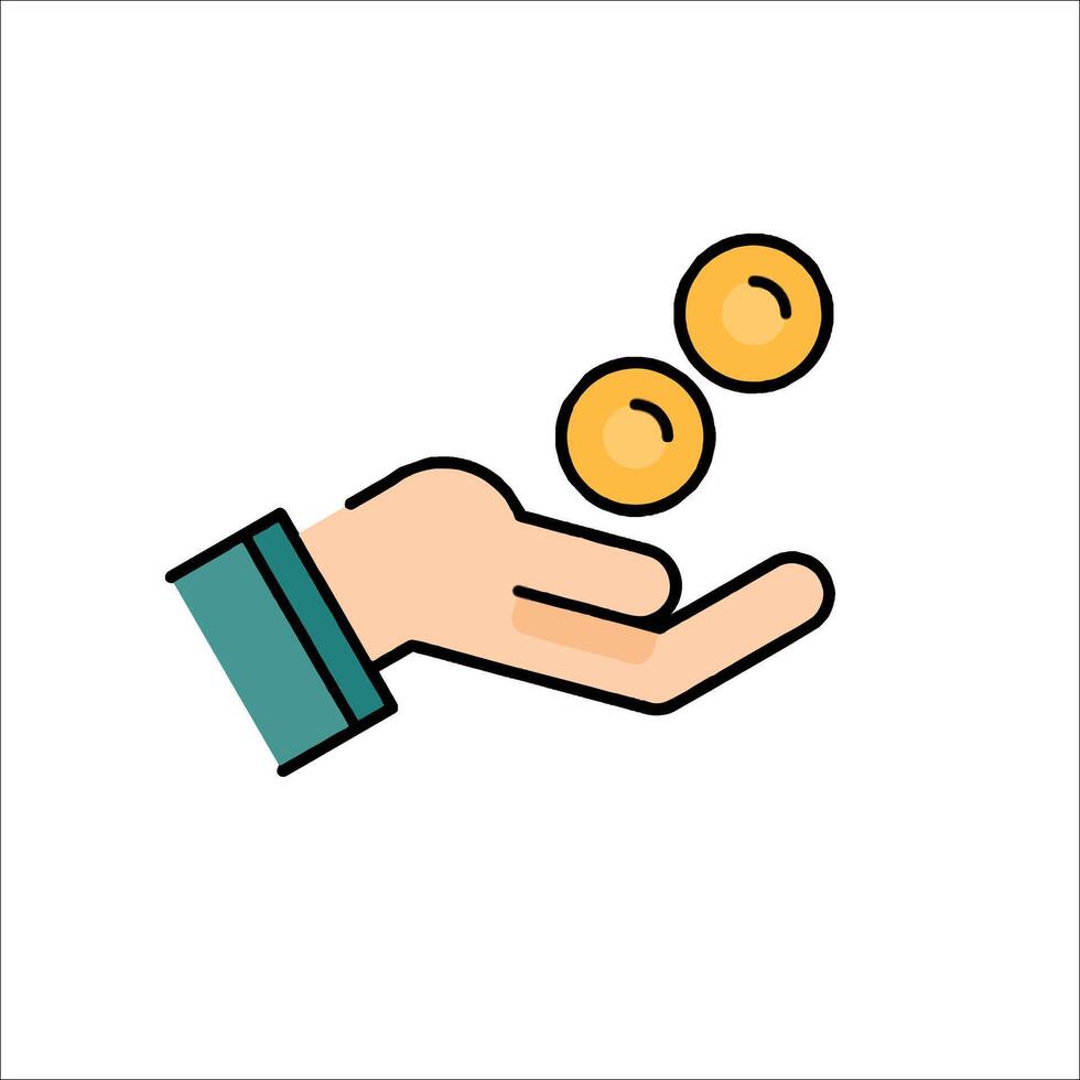 Hand holding coins icon illustration vector